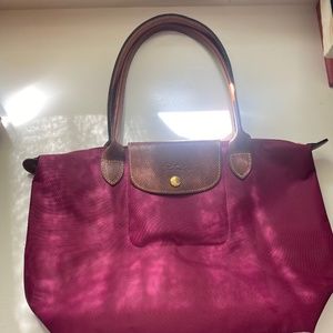 Longchamp Le Pilage original. Burgundy tote Small